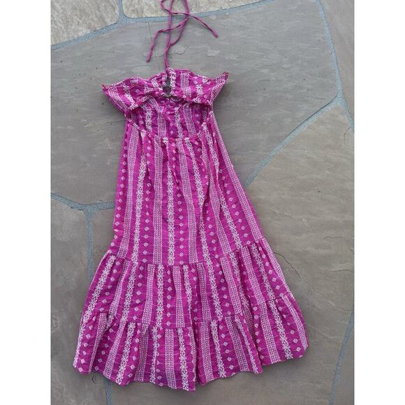 Zara SS22 Open Work Embroidered Halter Midi Dress Fuchsia Pink 3583/931 L - Picture 3 of 6